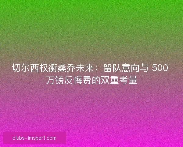 切尔西权衡桑乔未来：留队意向与 500 万镑反悔费的双重考量